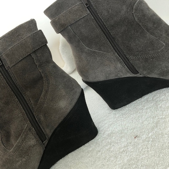 Easy Spirit Suede Wedge Boots Size 9 Gray Buckle - Picture 10 of 15